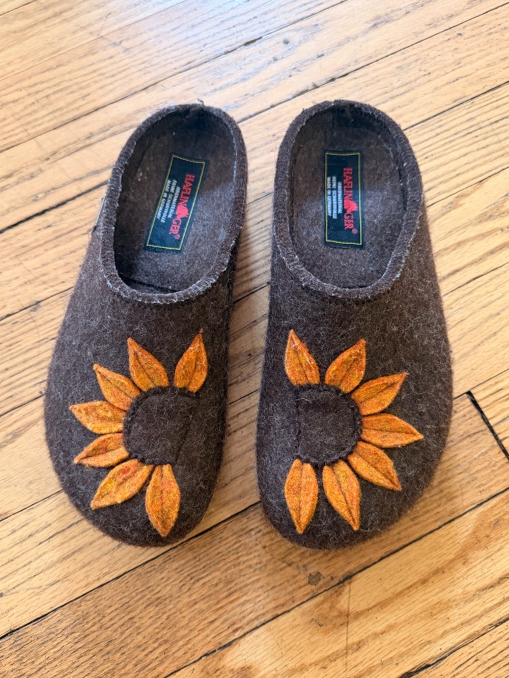 Haflinger Sunny Clogs – Wool Upper & Footbed Brown Size 37 (6-7)